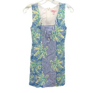 Lilly Pulitzer Chiara Shift Dress Cut Out Blue Bennet Tropic Like Its Hot Sz XXS